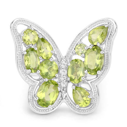4.61 Carat Genuine Peridot and White Topaz .925 Sterling Silver Ring by Bids.com
