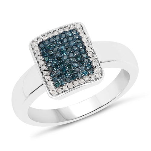 0.52 Carat Genuine Blue Diamond and White Diamond .925 Sterling Silver Ring by Bids.com