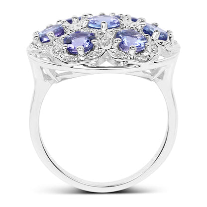 2.00 Carat Genuine Tanzanite and White Zircon .925 Sterling Silver Ring by Bids.com
