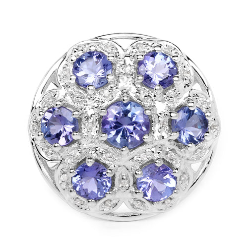 2.00 Carat Genuine Tanzanite and White Zircon .925 Sterling Silver Ring by Bids.com