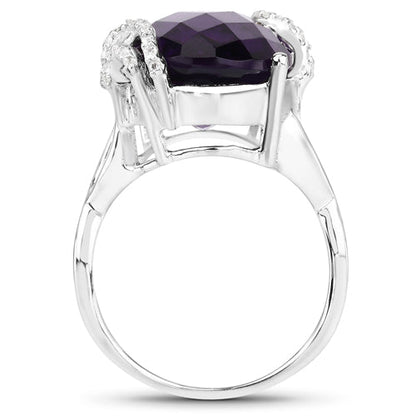 10.44 Carat Genuine Amethyst and White Topaz .925 Sterling Silver Ring by Bids.com