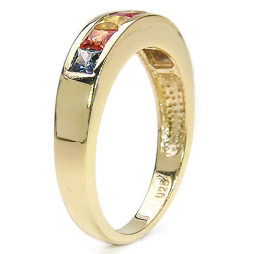 14K Yellow Gold Plated 1.26 Carat Genuine Multi Sapphire .925 Sterling Silver Ring by Bids.com