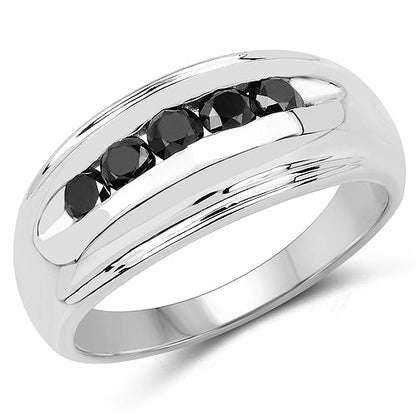 0.50 Carat Genuine Black Diamond .925 Sterling Silver Ring by Bids.com