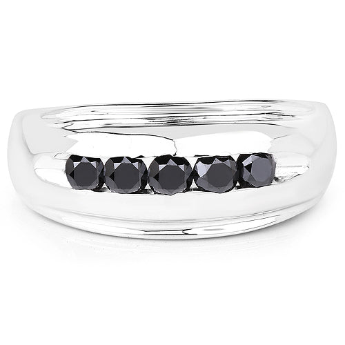 0.50 Carat Genuine Black Diamond .925 Sterling Silver Ring by Bids.com