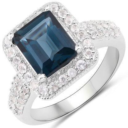 5.03 Carat Genuine London Blue Topaz and White Topaz .925 Sterling Silver Ring by Bids.com