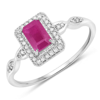 0.75 Carat Genuine Ruby and White Diamond 14K White Gold Ring by Bids.com