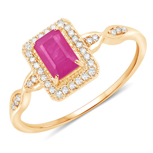 0.75 Carat Genuine Ruby and White Diamond 14K Yellow Gold Ring by Bids.com