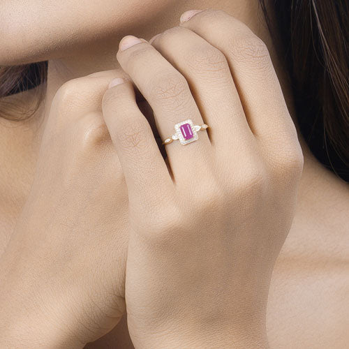 0.75 Carat Genuine Ruby and White Diamond 14K Yellow Gold Ring by Bids.com