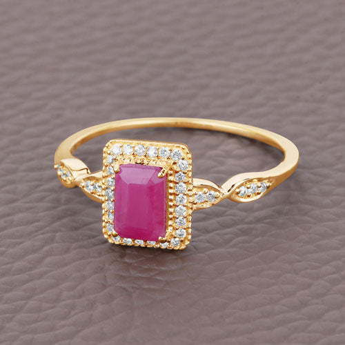 0.75 Carat Genuine Ruby and White Diamond 14K Yellow Gold Ring by Bids.com
