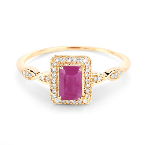 0.75 Carat Genuine Ruby and White Diamond 14K Yellow Gold Ring by Bids.com