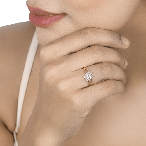 0.78 Carat Genuine Morganite and White Diamond 14K Rose Gold Ring by Bids.com