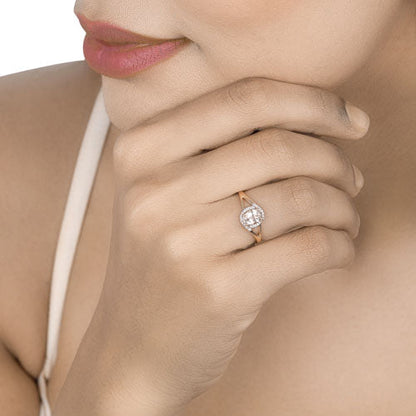 0.78 Carat Genuine Morganite and White Diamond 14K Rose Gold Ring by Bids.com