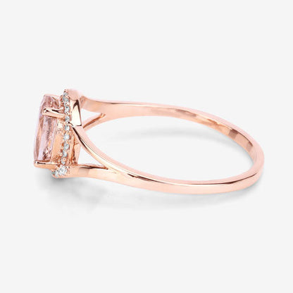0.78 Carat Genuine Morganite and White Diamond 14K Rose Gold Ring by Bids.com