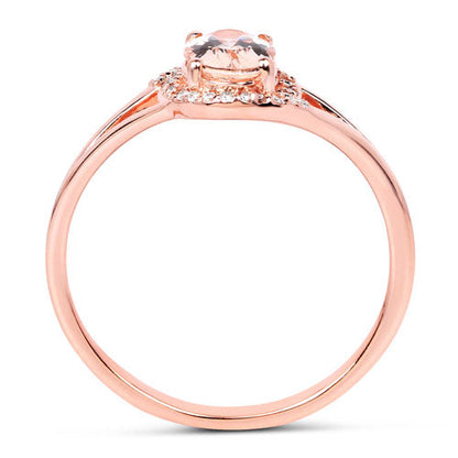 0.78 Carat Genuine Morganite and White Diamond 14K Rose Gold Ring by Bids.com