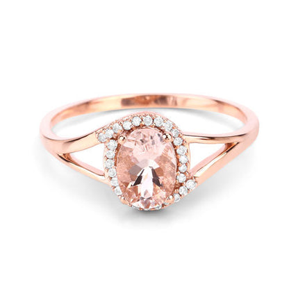 0.78 Carat Genuine Morganite and White Diamond 14K Rose Gold Ring by Bids.com