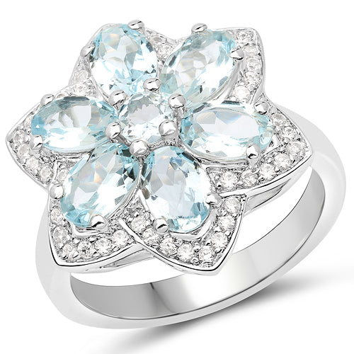 2.88 Carat Genuine Aquamarine .925 Sterling Silver Ring by Bids.com