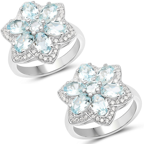 2.88 Carat Genuine Aquamarine .925 Sterling Silver Ring by Bids.com