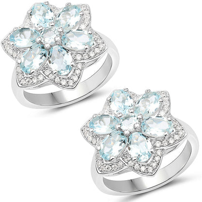 2.88 Carat Genuine Aquamarine .925 Sterling Silver Ring by Bids.com