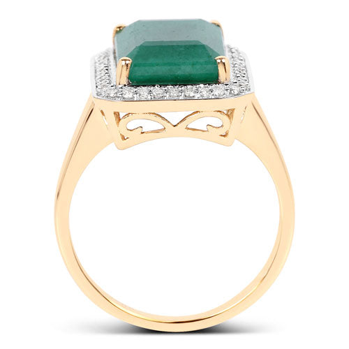 5.71 Carat Dyed Emerald and White Diamond 14K Yellow Gold Ring by Bids.com
