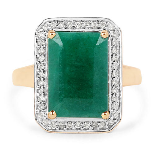 5.71 Carat Dyed Emerald and White Diamond 14K Yellow Gold Ring by Bids.com