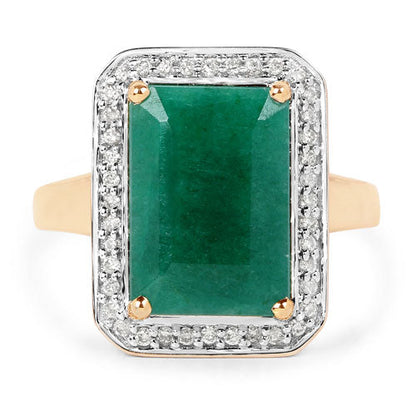5.71 Carat Dyed Emerald and White Diamond 14K Yellow Gold Ring by Bids.com