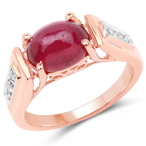 14K Rose Gold Plated 4.71 Carat Genuine Glass Filled Ruby and White Topaz .925 Sterling Silver Ring by Bids.com