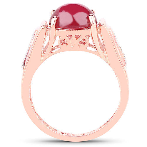 14K Rose Gold Plated 4.71 Carat Genuine Glass Filled Ruby and White Topaz .925 Sterling Silver Ring by Bids.com