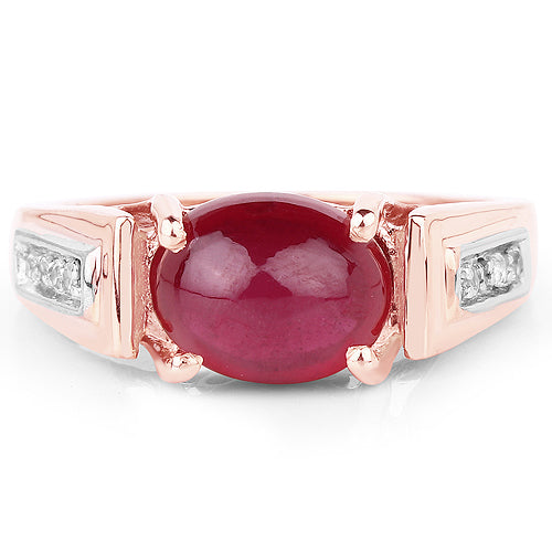 14K Rose Gold Plated 4.71 Carat Genuine Glass Filled Ruby and White Topaz .925 Sterling Silver Ring by Bids.com