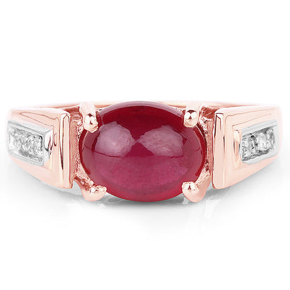 14K Rose Gold Plated 4.71 Carat Genuine Glass Filled Ruby and White Topaz .925 Sterling Silver Ring by Bids.com