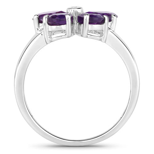 1.35 Carat Genuine Amethyst and Created White Sapphire .925 Sterling Silver Ring by Bids.com