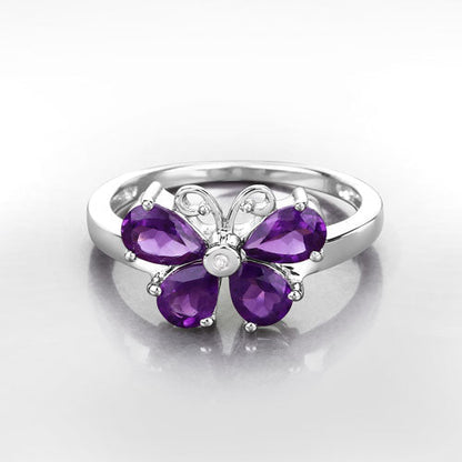1.35 Carat Genuine Amethyst and Created White Sapphire .925 Sterling Silver Ring by Bids.com