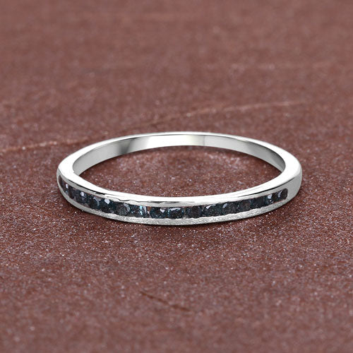 0.20 Carat Genuine Blue Diamond .925 Sterling Silver Ring by Bids.com