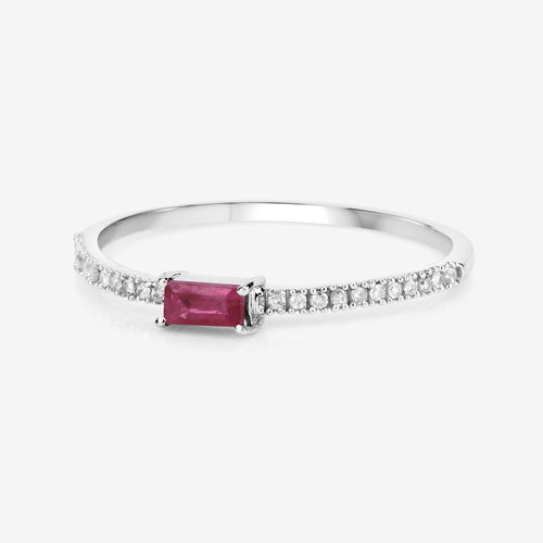 0.22 Carat Genuine Ruby and White Diamond 14K White Gold Ring by Bids.com
