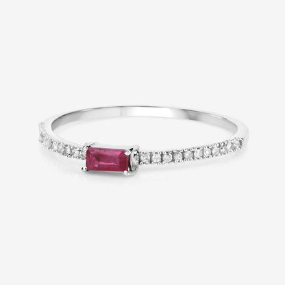 0.22 Carat Genuine Ruby and White Diamond 14K White Gold Ring by Bids.com