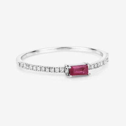 0.22 Carat Genuine Ruby and White Diamond 14K White Gold Ring by Bids.com