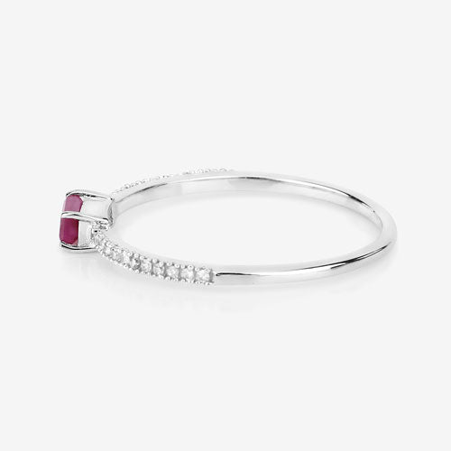 0.22 Carat Genuine Ruby and White Diamond 14K White Gold Ring by Bids.com