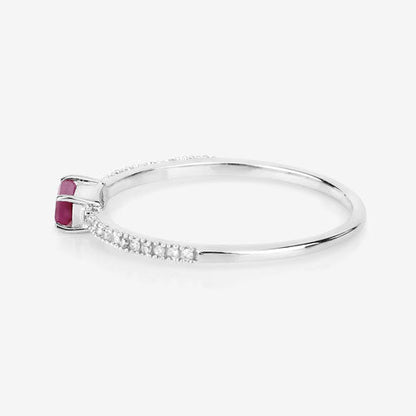 0.22 Carat Genuine Ruby and White Diamond 14K White Gold Ring by Bids.com