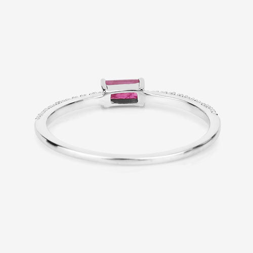 0.22 Carat Genuine Ruby and White Diamond 14K White Gold Ring by Bids.com