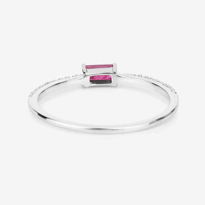 0.22 Carat Genuine Ruby and White Diamond 14K White Gold Ring by Bids.com