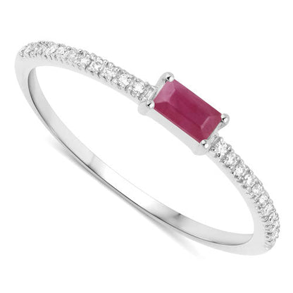 0.22 Carat Genuine Ruby and White Diamond 14K White Gold Ring by Bids.com