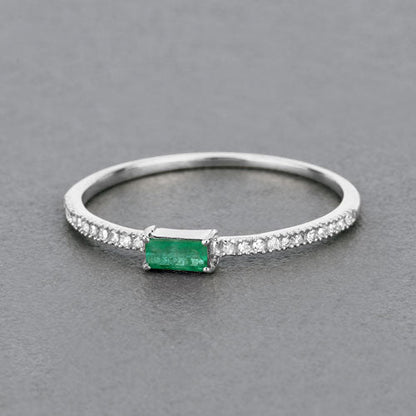 0.18 Carat Genuine Zambian Emerald and White Diamond 14K White Gold Ring by Bids.com