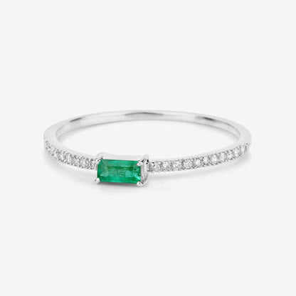 0.18 Carat Genuine Zambian Emerald and White Diamond 14K White Gold Ring by Bids.com