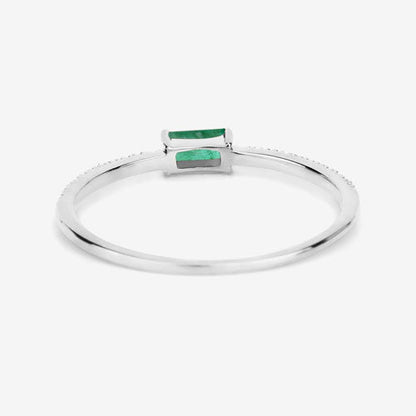 0.18 Carat Genuine Zambian Emerald and White Diamond 14K White Gold Ring by Bids.com