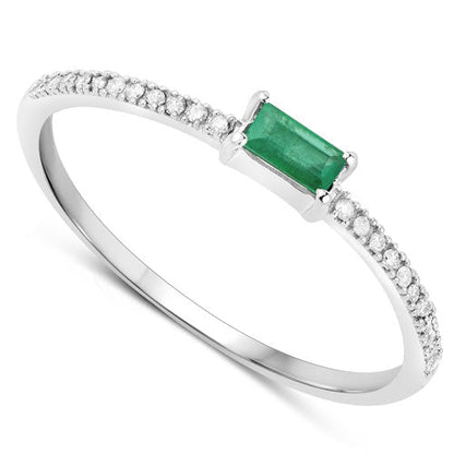 0.18 Carat Genuine Zambian Emerald and White Diamond 14K White Gold Ring by Bids.com