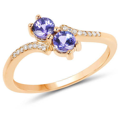 0.51 Carat Genuine Tanzanite and White Diamond 14K Yellow Gold Ring by Bids.com