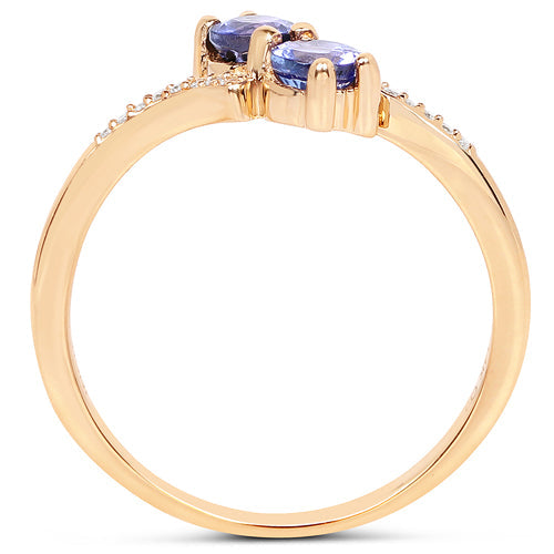 0.51 Carat Genuine Tanzanite and White Diamond 14K Yellow Gold Ring by Bids.com