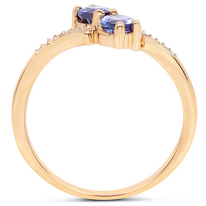 0.51 Carat Genuine Tanzanite and White Diamond 14K Yellow Gold Ring by Bids.com