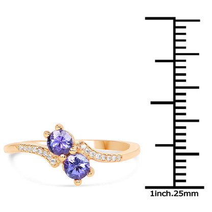 0.51 Carat Genuine Tanzanite and White Diamond 14K Yellow Gold Ring by Bids.com