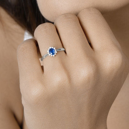 0.44 Carat Genuine Blue Sapphire and White Diamond 14K White Gold Ring by Bids.com