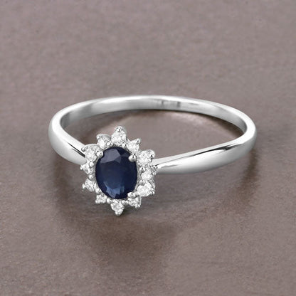 0.44 Carat Genuine Blue Sapphire and White Diamond 14K White Gold Ring by Bids.com